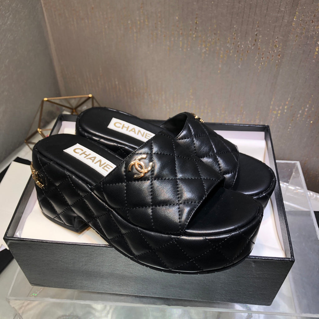 New Fashion trend C logo 7.5 cm Women's high-heeled Slippers- PD05202380307