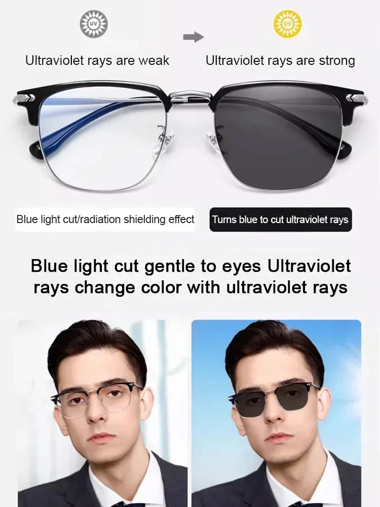 🔥【100-700° Intelligent Focusing】Auto-focus blue light blocking reading glasses.